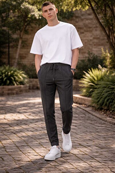 ANATOLIATEKSTILE Men's Casual Pants – Elastic Waist with Drawstring, Comforta...