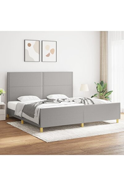 Concept Cadru de pat cu tăblie, gri deschis, 200x200 cm, textil