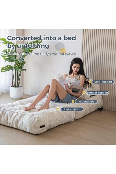 Sumkyle Folding Sofa Bed: Convertible Sleeper Chair with Pillow Foldable Matt...