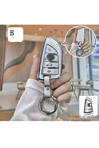 QGC Blade Car Key Case White with Stainless Steel, Full Protection, For Car M...