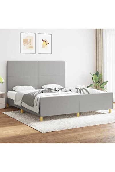 Concept Cadru de pat cu tăblie, gri deschis, 180x200 cm, textil