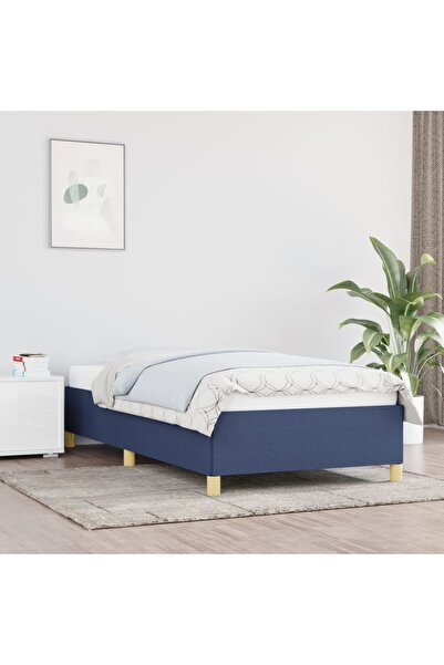 Concept Cadru de pat, albastru, 90 x 200 cm, material textil