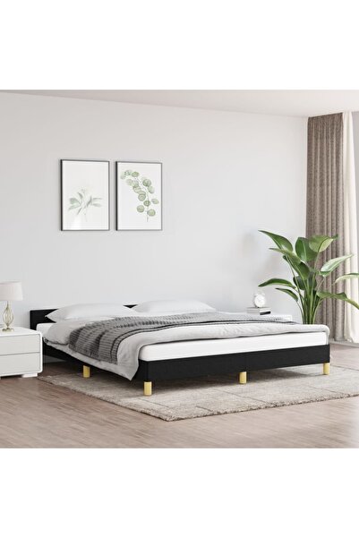 Concept Cadru de pat cu tăblie, negru, 180x200 cm, textil