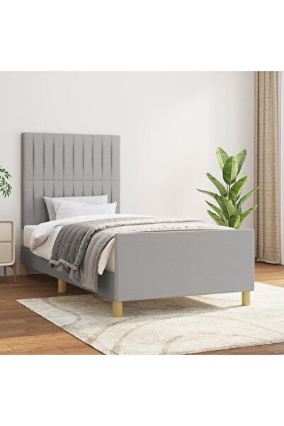 Concept Σκελετός κρεβατιού με κεφαλάρι, ανοιχτό γκρι, 100x200 cm, ύφασμα