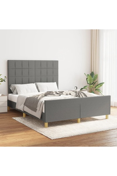Concept Cadru de pat cu tăblie, gri închis, 140x190 cm, textil