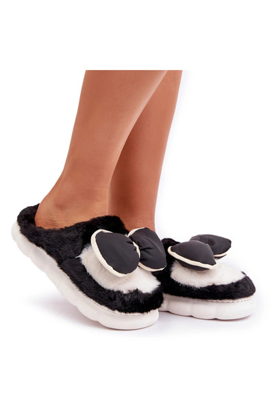 BOTO Furry Slippers With Bow Black Grilis 38/39