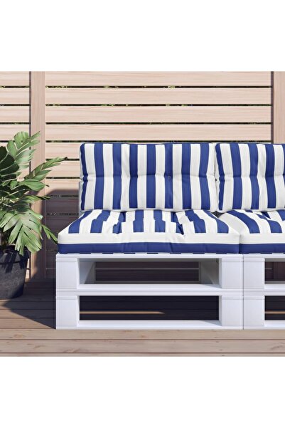 Concept Μαξιλάρια καναπέ από παλέτα, 2 τεμάχια, μπλε και λευκό Ριγέ ύφασμα