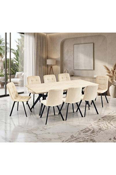 TrentonGCC Modern Wooden Dining Table with 8 Chairs Set