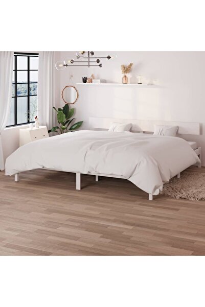 Concept Cadru de pat UK Super King, alb, 180x200 cm, lemn masiv pin