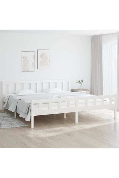 Concept Σκελετός κρεβατιού, λευκό, 160x200 cm, μασίφ ξύλο