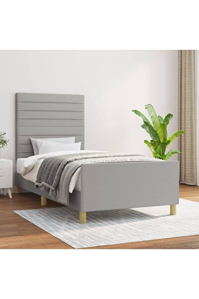 Concept Cadru de pat cu tăblie, gri deschis, 90x190 cm, textil