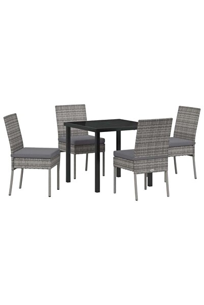 vidaxl Set de masă pentru grădină 5 pcs Gri Oțel vopsit electrostatic