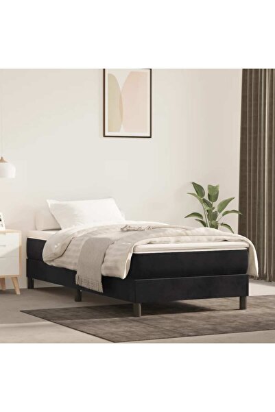 Concept Cadru de pat box spring, negru, 90x200 cm, catifea