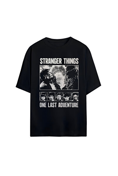 STİL-X تي شيرت Stranger Things مطبوع للجنسين 100% مقاس كبير مكون من قطن قطع