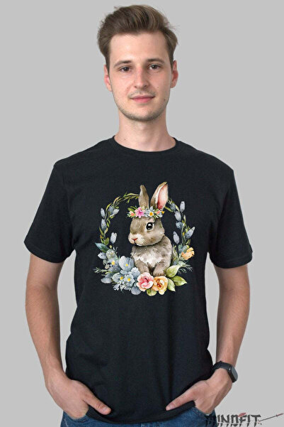 GILDAN Tricou Paste Iepuras Impodobit Cu Flori