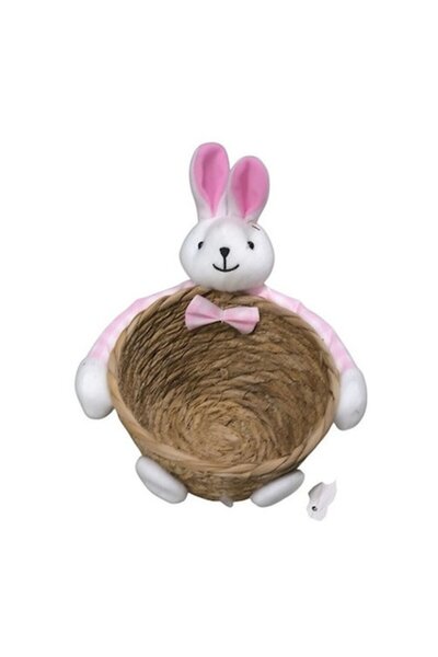 Clini Easter Bunny Basket for Eggs, Decorative Reusable, Multicolor, 17 cm