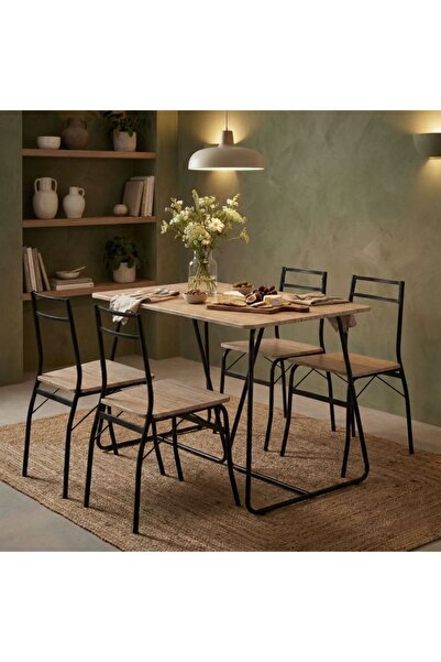 Selgot Set de masă cu 4 scaune pentru living, bucătărie, PARIS, dimensiuni ma...