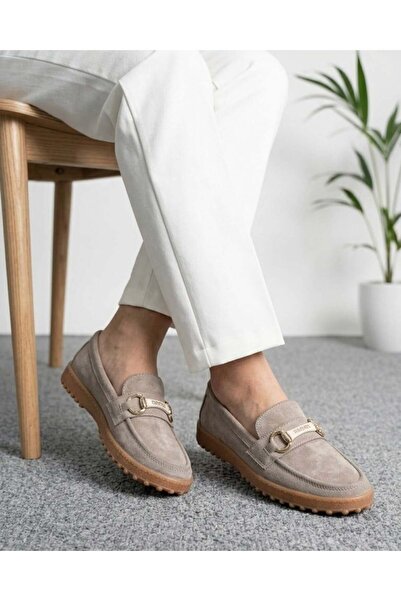 homiro Women's Suede Loafers Buckled Casual Shoes - Mink