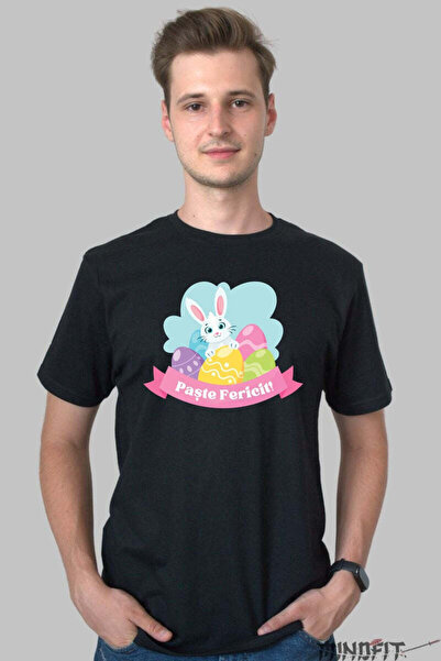 GILDAN Tricou Paste Fericit Iepuras In Decor Colorat