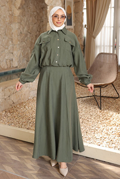 İmajButik Χακί Σακάκι Φούστα Κοστούμι