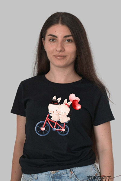 GILDAN Μπλουζάκι Ζευγαριού: Κουνελάκια σε Ποδήλατο, Αγάπη σε Δύο Ρόδες