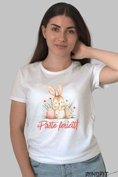 GILDAN Happy Easter T-Shirt Bunny Among Eggs And Flowers