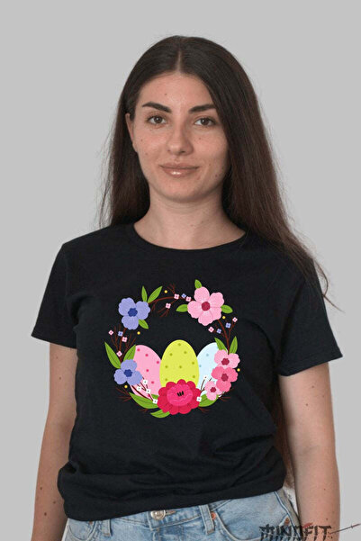GILDAN Happy Easter T-Shirt Crown Decorated With Eggs And Flowers