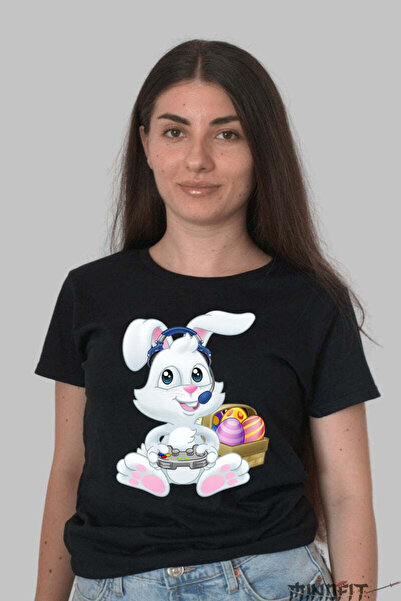 GILDAN Happy Easter T-Shirt Bunny Gamer Among Eggs