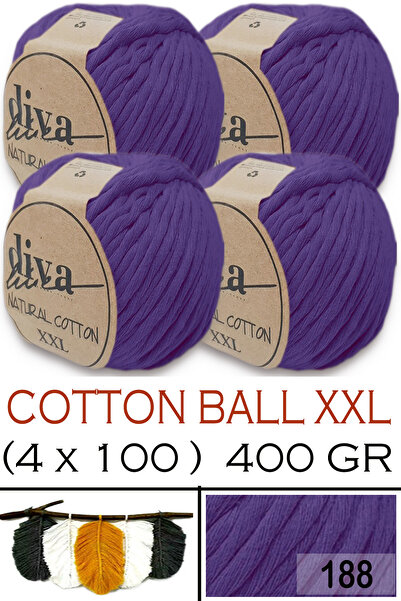 Diva İplik Prirodni pamuk XXL - 4 mm češljani Makrame konac - 188 ljubičasta ...