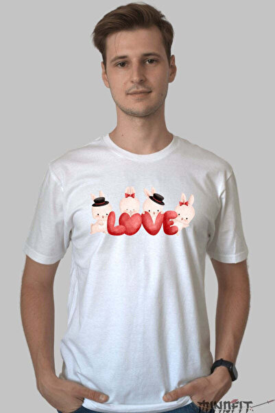 GILDAN Tricou Iepurasi Dragoste Design Jucaus Cu Iepurasi Si Litere