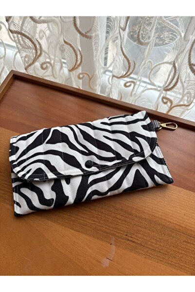 HelloPunch&Bags SİYAH BEYAZ Bez Cüzdan Telefon Bölmeli – DESENLİ El Yapımı, F...