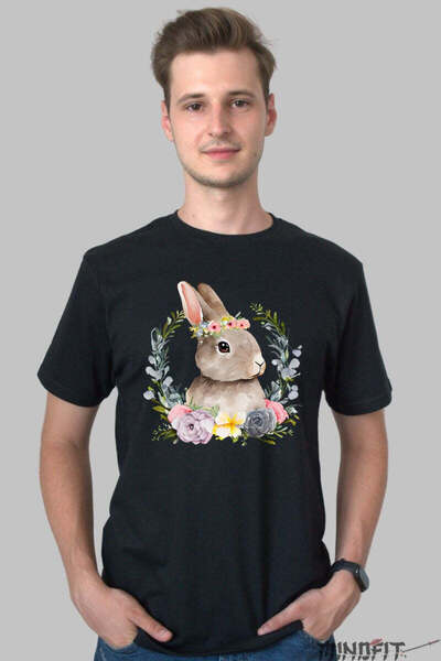 GILDAN Χαρούμενο Χαριτωμένο Κουνελάκι σε Μπλουζάκι με Στεφάνι από Λουλούδια