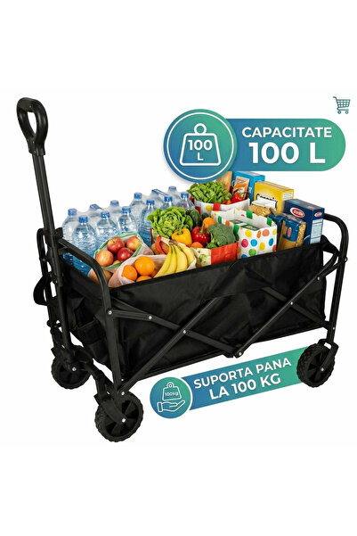MC Micostore Carucior Pliabil Transport 100L, Cadru Otel Rezistent, 100 kg, P...