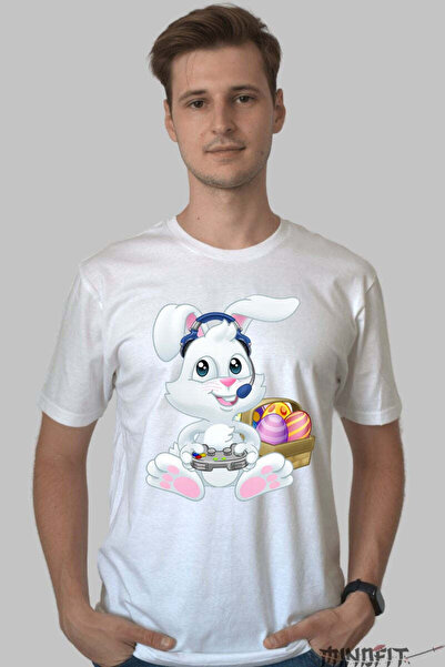 GILDAN Happy Easter T-Shirt Bunny Gamer Among Eggs