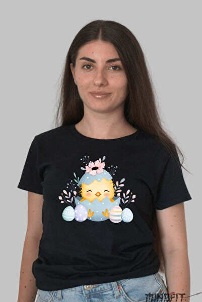 GILDAN Happy Easter T-shirt Chicken In Egg With Flowers