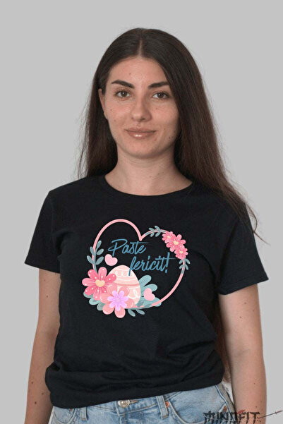 GILDAN Happy Easter T-shirt with cheerful flowers and colorful eggs