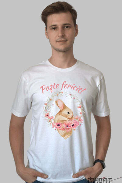 GILDAN Happy Easter T-Shirt Cute Bunny and Flower Crown