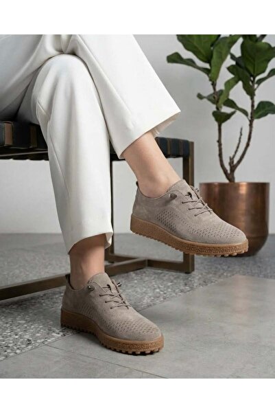 homiro Women's Lace-Up Casual Suede Shoes - Mink