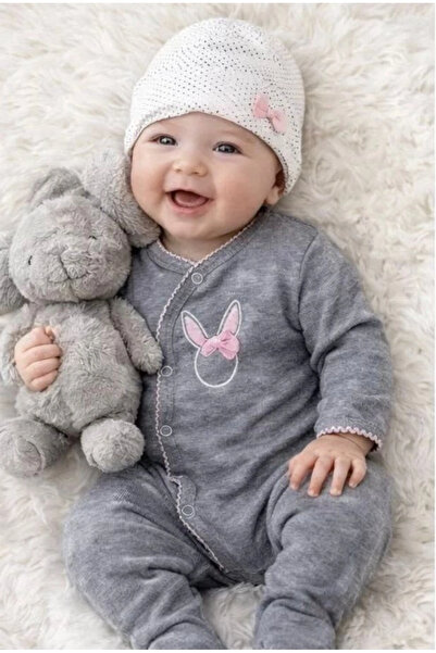 Babydonat Sevimli Tavşan Desenli Kız Bebek 4’lü Tulum Seti