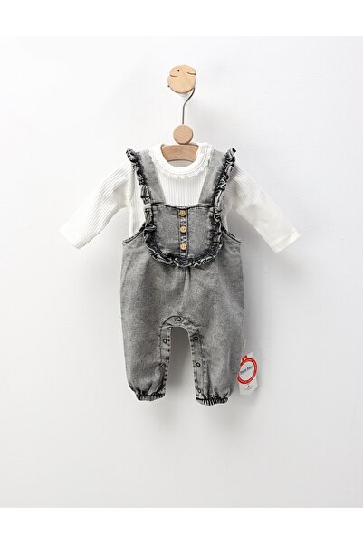 MiniKids Σετ 2 τεμαχίων Τζιν φόρμα + μπλούζα για κορίτσια, γκρι