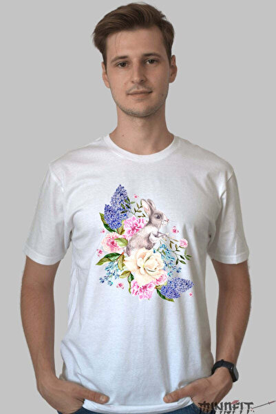 GILDAN Tricou Paste Fericit Iepuras Inconjurat De Flori