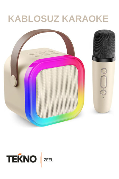teknozeel Mikrofonlu Karaoke 5 Ses Efektli Rgb Led Işıklı Bluetooth Kablosuz ...