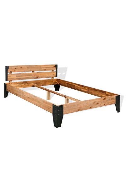 Concept Σκελετός κρεβατιού, 152x203 cm, μασίφ ξύλο ακακίας και χάλυβας