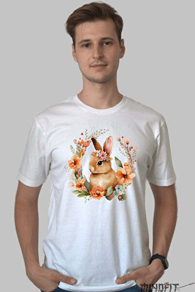 GILDAN Tricou Paste Iepuras In Coronita Cu Flori Portocalii