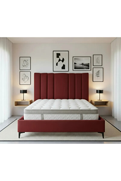 MarketMob Pat Deja Vu 160x200 cm catifea vișinie cu somieră inclusă