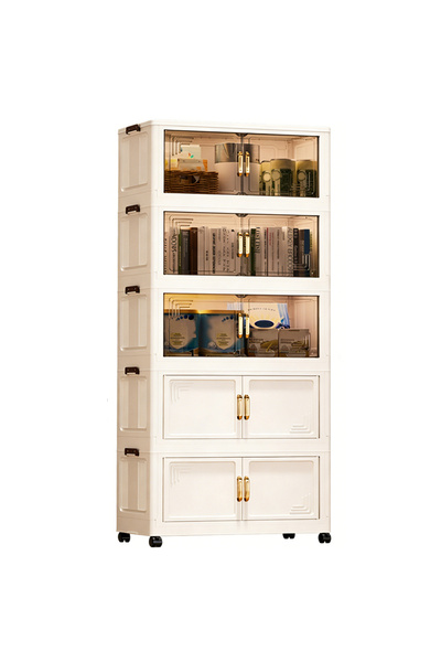 Sumkyle Stackable Storage Bins with Doors and Wheels, Collapsible Plastic Sto...