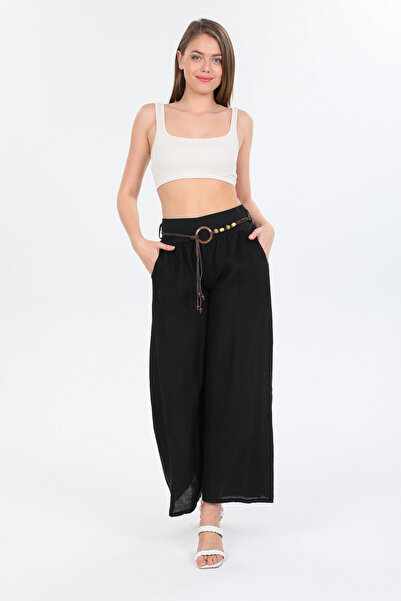 della moor Women's Italian İp Ke Belt Wide Leg Ke Linen Antolon Size 40 - 44