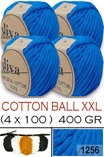 Diva İplik Natural Cotton XXL - 4 mm Taranabilir Macramé Thread - 1256 Blue (...