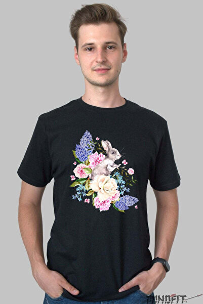 GILDAN Tricou Paste Fericit Iepuras Inconjurat De Flori