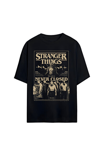 STİL-X Stranger Things Baskılı Unisex %100 Pamuklu Oversize T-shirt